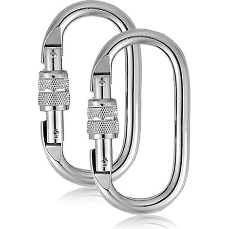 2pcs 25KN Stainless Steel O Shape Climbing Carabiners with Tensioner, Suitable for Rock Climbing, Rappelling, Hammock, Dog Rope, Bottle (1/5)