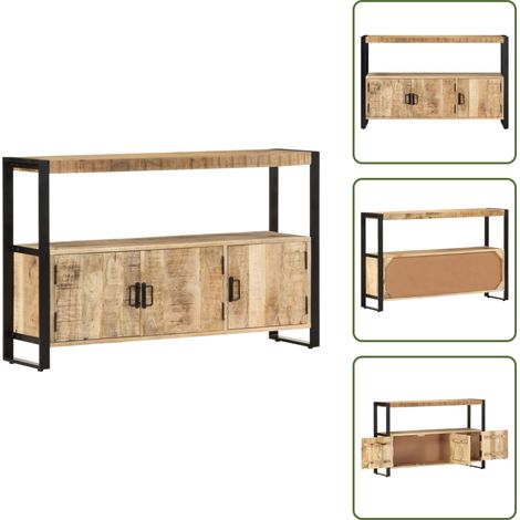 The Living Store Armoire latérale 120x30x75 cm Bois de manguier solide - Armoire de bois (1/5)