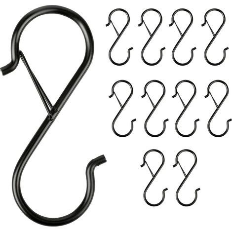 Ganchos en forma de S con hebilla de seguridad, 8,9 cm, ganchos colgantes de metal resistentes, diseño en forma de S para utensilios de cocina, ollas, tazas, plantas, bolsos, sombreros, armarios, colo (1/5)