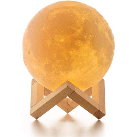 Lampe lune de 20 cm, imprimée en 3D, luminosité réglable, 16 couleurs RVB, rechargeable par USB, télécommande et commandes tactiles, lampe de chevet, cadeau pour femme, veilleuse pour chambre d'enfant