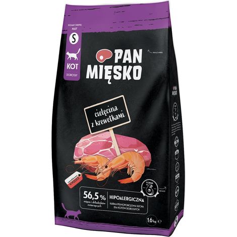 Croquettes pour chat au veau poêlé et aux crevettes, format S 1,6 kg