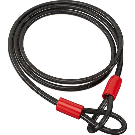 Cable 2 m, pour vélos et bagages, en acier avec revêtement, antivol deux-roues, noir (1/5)