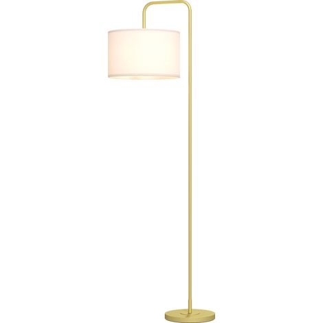 Lampara de Pie Moderna Pantalla Lino Sintético Lectura Salón 64x38x163.5 cm Blanco y Dorado