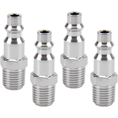 Raccord Rapide Air Comprimé, 4 Pièces Raccord Rapide 1/4 Mâle Américai, Américain Embout Compresseur Air pour Air Comprimé et Raccord de Tuyau Compresseur Raccord Pneumatique