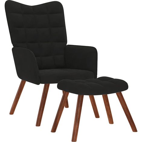 vidaXL Relaxsessel mit Hocker Schwarz Samt (1/5)