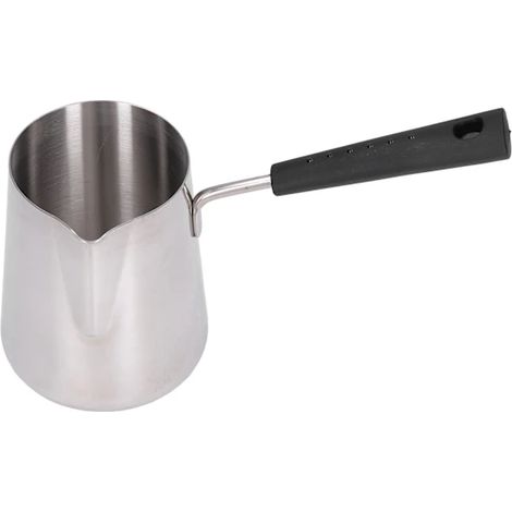 Türkische Kaffeemaschine 600 ml, aus Edelstahl 304 mit glänzender und leicht zu reinigender Oberfläche, für Kaffee, Milch, Butter und Schokolade, silberfarben. (1/5)