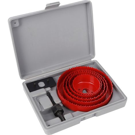 9-teiliges Lochsägen-Set, Bohrer, Schreinerwerkzeug, Holzbearbeitungszubehör, Rot, 50 Stahl, gebogen (1/5)