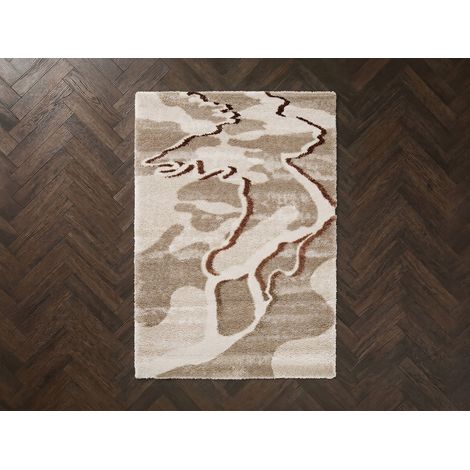 BOBOCHIC - Tapis poils longs ELVIA motif abstrait  160x230 Beige