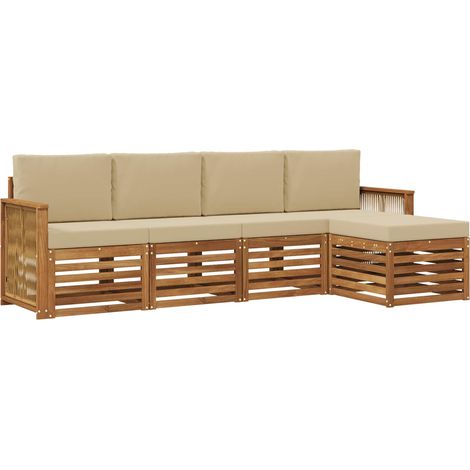Ensemble de canapés d'extérieur 5 pc Naturel et Beige vidaXL (1/5)