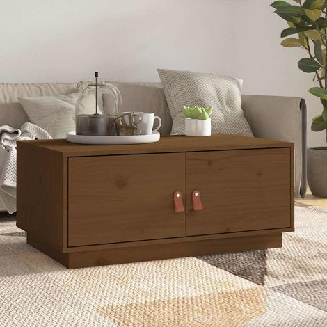 vidaXL Mesa de centro madera maciza de pino marrón miel 80x50x35 cm (1/5)