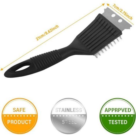 Brosse De Nettoyage Gril - Fils Acier 201 - Manche PP - Longueur 21 Cm - Zinc 430 - Lot De 4 (1/5)