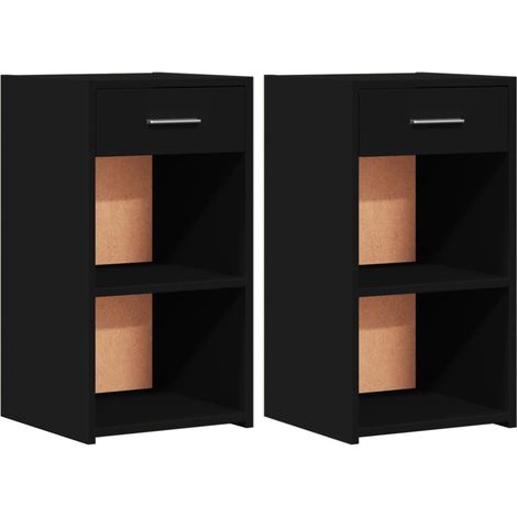 Set di 2 comodini con cassetto e ripiani 35 x 34 x 65 cm multistrato nero DEC035474