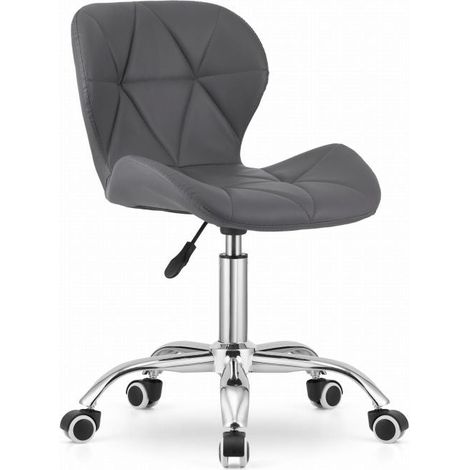Sedia girevole da ufficio, schienale largo, ecopelle, grigio