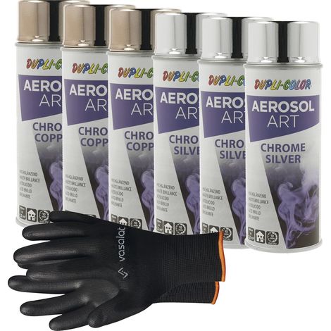 vasalat Dupli-Color 3x Kupfer + 3x Chrom Spray Hochglanz - Sprühlack mit guter Deckkraft - Lackspray Effekt für Metall, Kunststoff und Holz - Sprühfarbe (1/5)