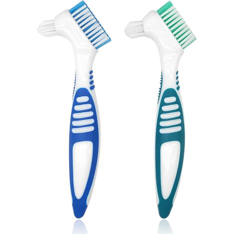Brosse pour prothèses dentaires, kit de nettoyage pour prothèses dentaires, brosse pour prothèses dentaires et appareils de contention Y6-SMJYS (bleu et vert)