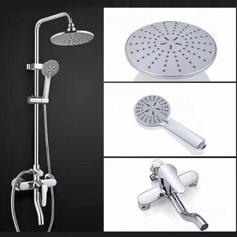 Unterputz-Duschkopf-Set aus Messing für das Badezimmer zu Hause, Druckerhöhungsdusche, Dusche, Baden, Mischventil - galvanisierter kleiner Spiegel, drei Geschwindigkeitsstufen.
