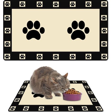 Tapis de Gamelle pour Chien et Chat, 50×30 cm Tapis Chat Gamelle Absorbante, Facile à Nettoyer, Antidérapant Tapis Chien Gamelle de Terre de Diatomée pour Manger, se Reposer, Paillasson (1/5)