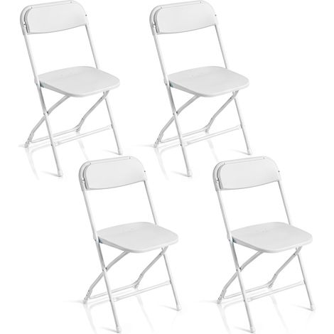 COSTWAY Lot de 4 Chaises Pliantes en Métal & Plastique (Blanc) (1/5)