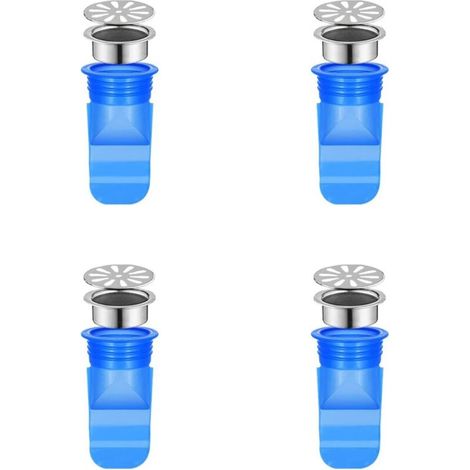Lntyq Siphon sol silicone évier Bain évier Bouchons de Vidange Bouchon d'évier multifonction Baignoire Bouchon pour tubes Tuyaux dans salle bain Toilette Drain plancher Joint Resist Smell Bugs 4 pièce