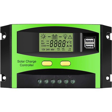 MOHOO 30A 12V/24V Solar-Laderegler mit zwei 5V USB-Anschlüssen, LCD-Anzeige, automatischem Batteriespannungsregler und Überlastschutz. (1/5)