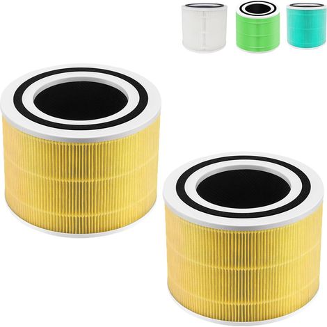 Filtre Core300-RF-PA pour purificateur d'air Core 300 300S Lot de 2 filtres de rechange 3 en 1 à charbon actif HEPA pour propriétaires d'animaux, fumeurs, personnes allergiques, jaune (1/5)