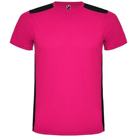 Camiseta deportiva de manga corta combinada en espalda y hombros DETROIT ROLY 16 Fucsia/Negro