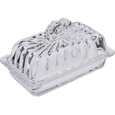 Beurrier rectangulaire en verre transparent avec couvercle - 250 g - Beurrier (1/5)