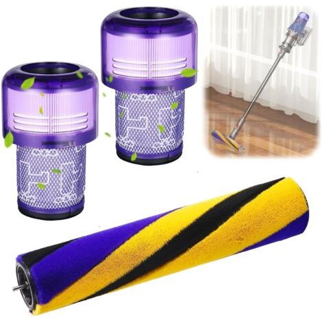 Pair Filtre et brosse de rechange pour aspirateur Dyson V12 Detect Slim Series - Accessoires comprenant 1 brosse et 2 filtres (1/5)
