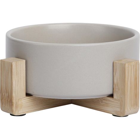 Gamelle céramique sur Support Bambou 1800 ML Gris (1/4)