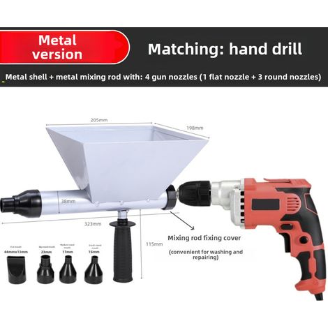 Pistolet à ciment électrique – boîtier métallique + perceuse – jointoiement, outil automatique, multi-têtes (1/5)