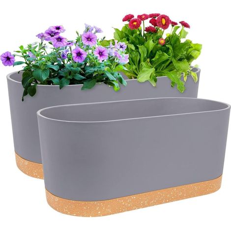Fensterboxen selbstbewässernd 40x17,8cm 2 Stück Hellgrau 40.6cm (1/5)
