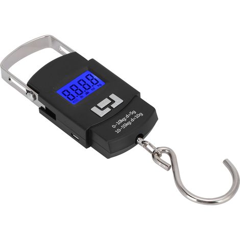Elektronische Waage bis 55 kg, tragbare digitale Badezimmerwaage mit Aufhängehaken für Angeln, Expresspakete und Gepäck. (1/5)