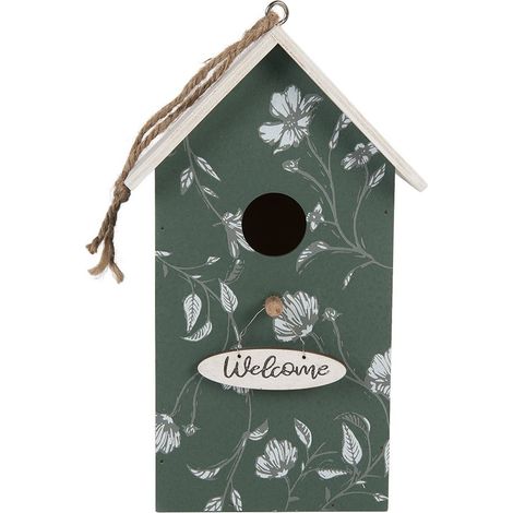Nichoir à Oiseaux Cabane pour Oiseaux du Jardin en Bois Durable Vert 15 x 10 x 22 cm - PANGIVO (1/5)