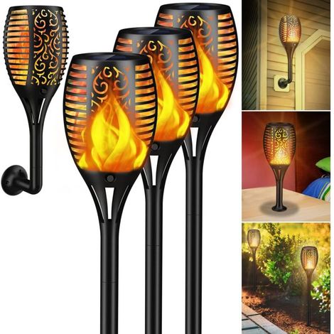 Lampes Solaires de Jardin d'extérieur Avec Flammes Solaires étanches IP65, 4 Pièces Lampes Solaires de Jardin Avec Flammes Réalistes Automatiques Marche/Arrêt Lumière Chaude pour Jardin Allée (1/5)