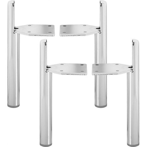 Verstellbare Schrankfüße, 13 cm (5 Zoll), Metall, 4er-Pack, Mid-Century-Modern, seitlich montiert, konisch zulaufend, Ersatzfüße für Heimwerkerprojekte, S-6,8 Zoll (17 cm), Chrom