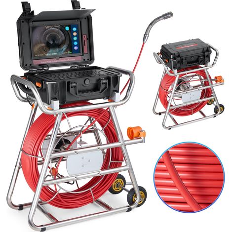 Caméra Inspection Canalisation 100 m Endoscope Drain Autonivelant, Écran Tactile 10,1''', Émetteur 512 Hz, Compteur Distance, Étanche IP68, 12 LED, Carte SD 32 Go, pour Conduit, Égout, Tuyaux (1/5)