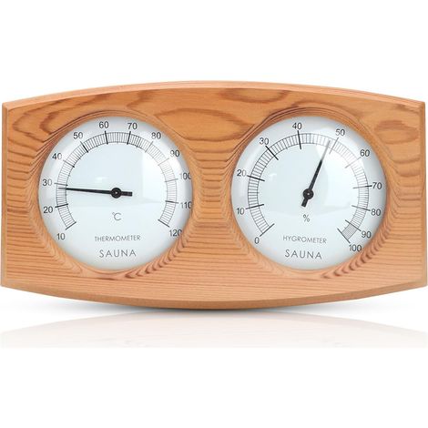 Hygromètre Numérique, 2 en 1 Bois Hygromètre Sauna Thermomètre Double Cadran Sauna Jauge de Température Humidité Mètre pour Stream Room (1/5)