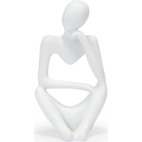 Statuette Abstraite - Main Droite Soutenant la Tête - Décoration Intérieure en Résine Blanche - 1 Pièce (1/5)