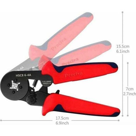 Pince à sertir - - 1200 cosses isolées - 0,25 mm² à 10 mm² - Mécanisme à cliquet - Ergonomique (1/4)