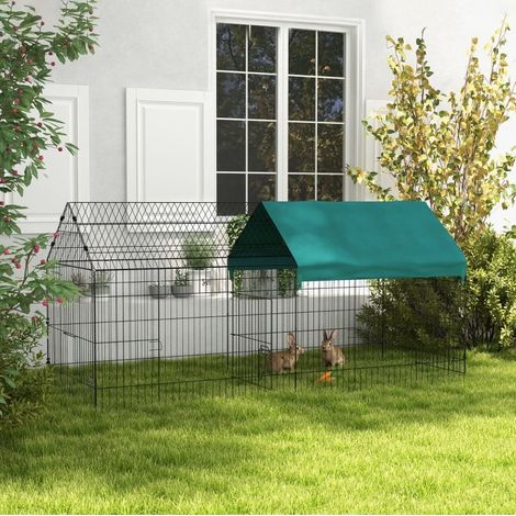 Recinto per piccoli animali con tetto, 220 x 85 x 103 cm, acciaio e poliestere, verde/nero DESVIAE (1/4)