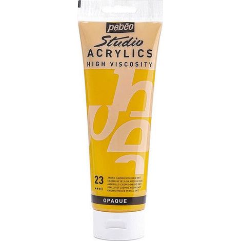 Peinture Acrylique - Pébéo - Studio - Jaune Cadmium Moyen - 100 ml - Satiné (1/3)