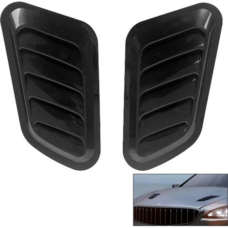 Lufteinlass Schaufel , Car Dekorative Luftstrom Ansaugschaufel Turbo Motorhaube Entlüftungshaube Entlüftungsblende Abdeckung , Auto Lufteinlass , Schwarz , 2 Stück (1/5)