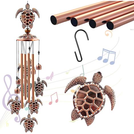 Carillon à Vent Métal Tortues, Tubes Métalliques, Jardin/Terrasse/Balcon, Décoratif Extérieur (1/5)