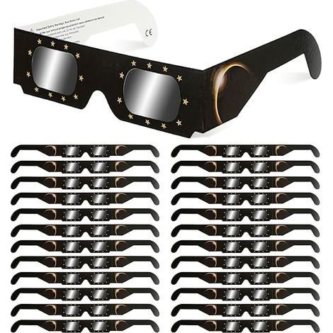 Lot de 25 lunettes d'éclipse solaire – Norme EN ISO 12312-2 – Protection UV/IR – Filtres haute définition pour observation directe (1/5)