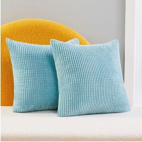 Set of 2 Sky Blue Velvet Cushion Cover 40x40cm for Living Room Decorative Cushion Cover (1/5)