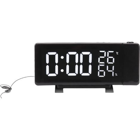 Réveil numérique à projection avec radio FM, affichage LED 3 couleurs, luminosité réglable, port USB, multifonction. (1/5)