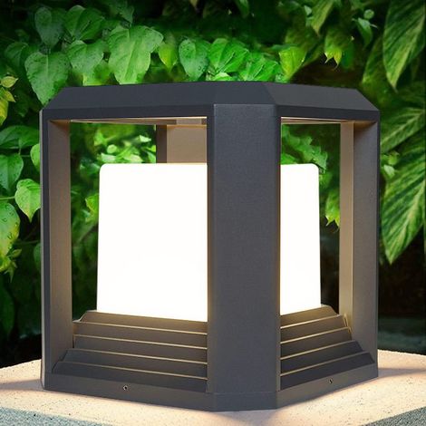 Borne lumineuse d'extérieur, 720 lm, 16 W, éclairage de jardin, lampadaire d'extérieur en aluminium IP65, 185 x 185 x 200 cm, lumière chaude, pour allées et terrasses, noire [Classe énergétique E]