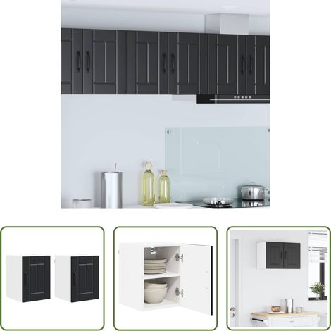 Küchenwandschrank - Küchenschrank 2 pcs Schwarz 30 x 31 x 40 cm Holzwerkstoff (1/5)