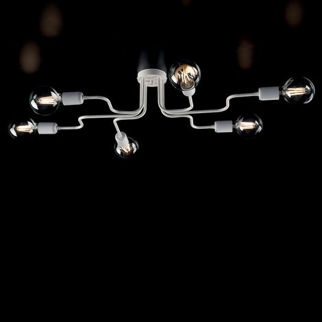 Plafoniera in ferro Bianco Argento sei luci diametro 83x h17 cm
