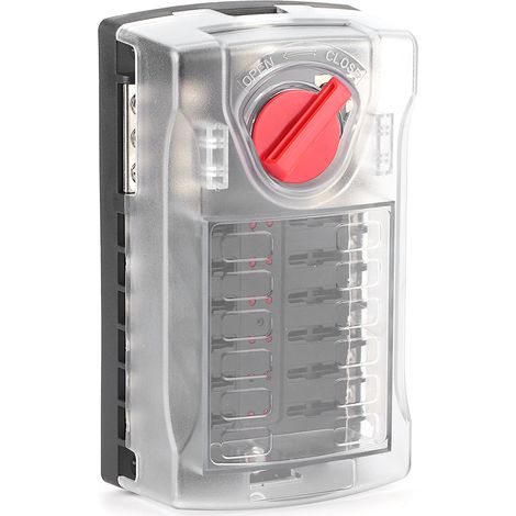 Boîte à fusibles 12 circuits avec témoin lumineux, étanche et antipoussière, universelle pour bateau, yacht, voiture et usage marin. (1/5)